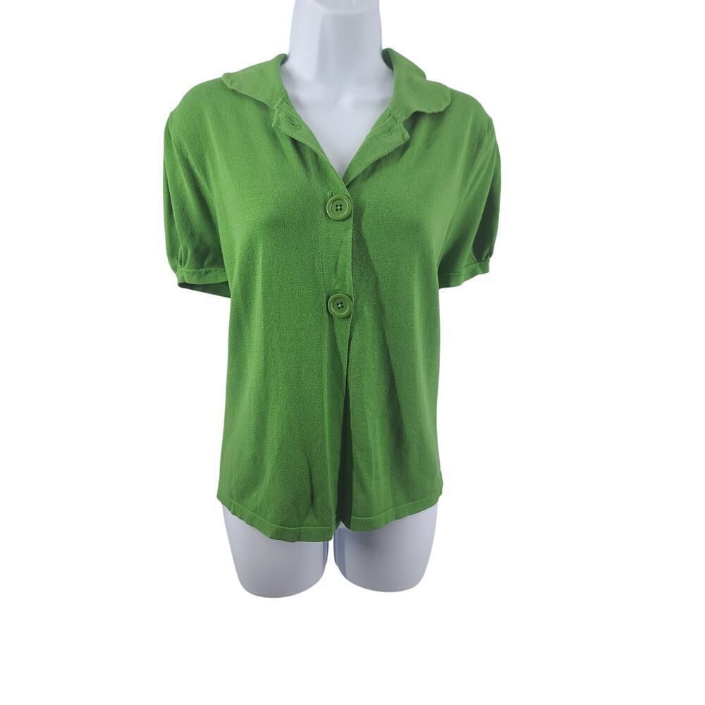Grace Elements Silk women's Green cardigan puff cap Size XL Office church work
